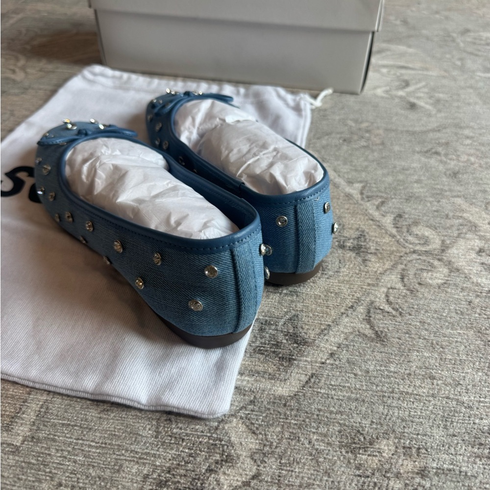 Schutz Arissa Rhinestone Flats Women’s Size 7B Azul Blue Slip-On Shoes NEW w box - Picture 8 of 10